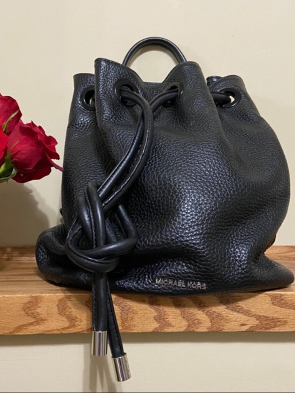 Michael Kors Dahlia Backpack - Black Pebbled Leather